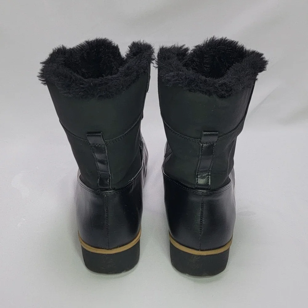 JBU Maldine Women's Winter Boots Size 10M Black Faux Fur Lined Lace Up Cold Snow
